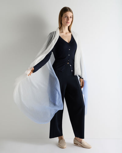 N.Peal Women's Dip Dye Cashmere Scarf Sea Mist Blue