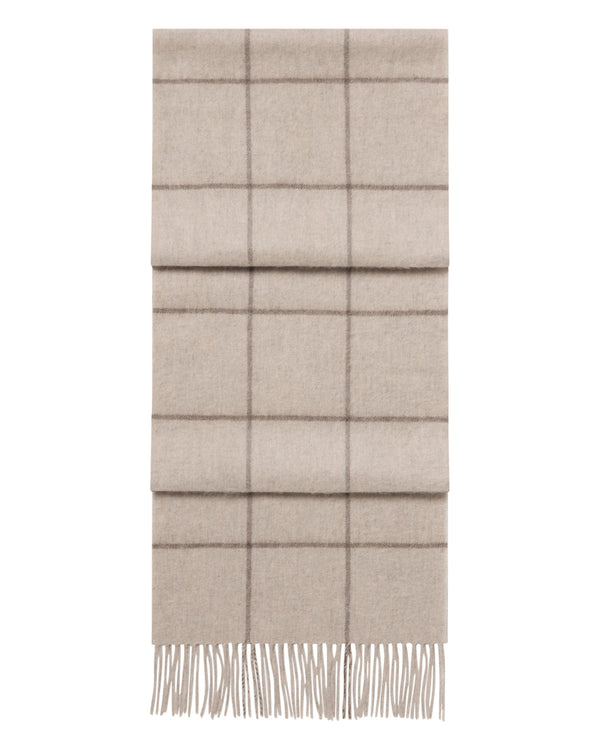 N.Peal Unisex Cashmere Check Scarf Ecru White + Brown