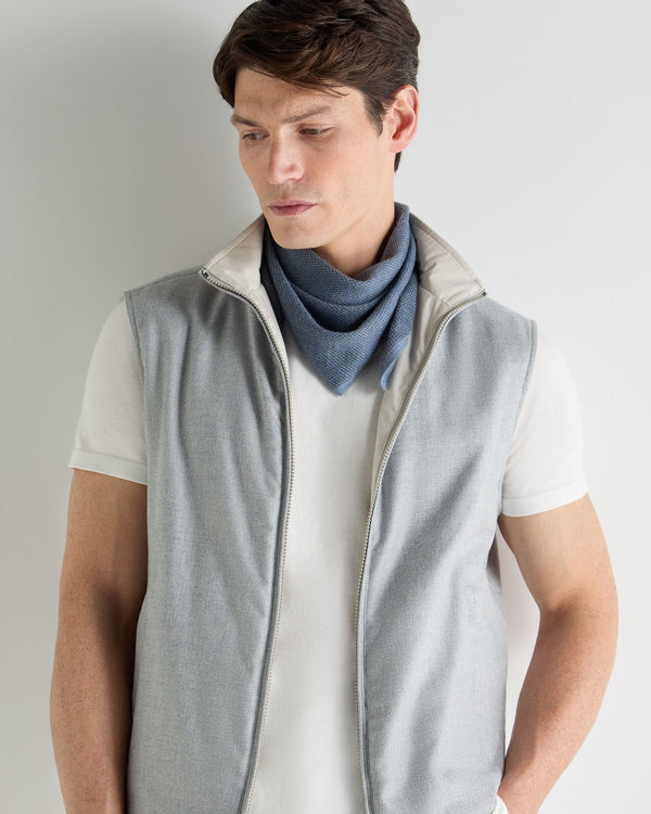 N.Peal Unisex Birdseye Silk Cashmere Neckerchief Denim Blue Birdseye