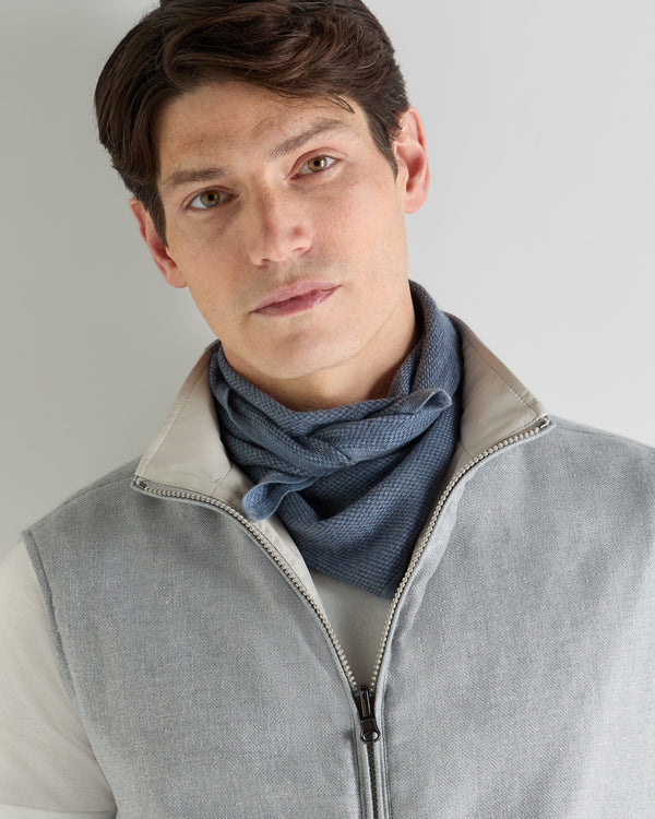 N.Peal Unisex Birdseye Silk Cashmere Neckerchief Denim Blue Birdseye