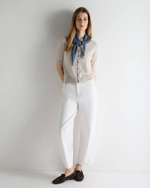 N.Peal Unisex Birdseye Silk Cashmere Neckerchief Denim Blue Birdseye