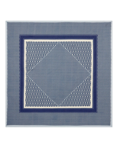 N.Peal Women's Geo Print Silk Blend Foulard Navy Blue