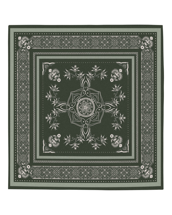 N.Peal Women's Silk Twill Scarf Khaki Green