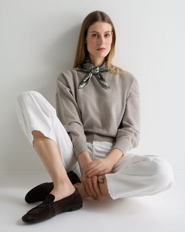 N.Peal Women's Silk Twill Scarf Khaki Green