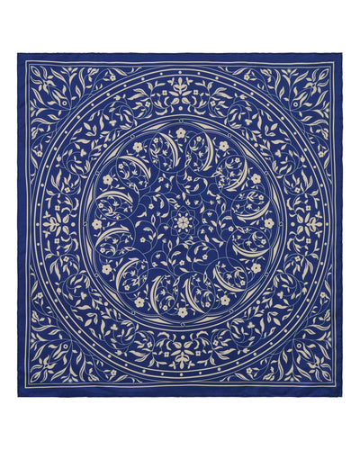 N.Peal Women's Silk Twill Decorative Scarf Blue