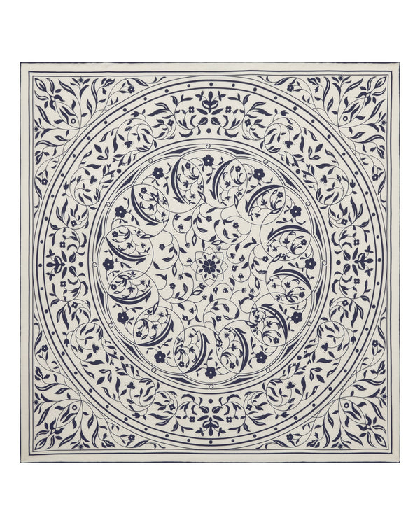 N.Peal Women's Large Decorative Foulard New Ivory White