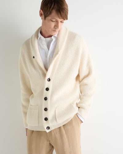 N.Peal Men's Kensington Cashmere Cardigan New Ivory White