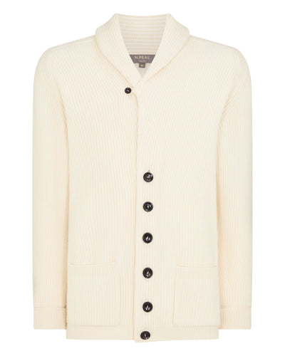 N.Peal Men's Kensington Cashmere Cardigan New Ivory White