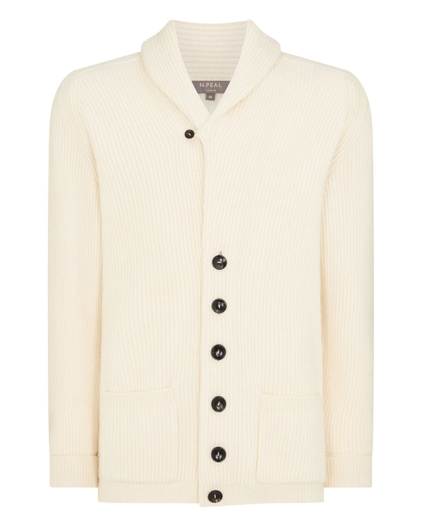 N.Peal Men's Kensington Cashmere Cardigan New Ivory White
