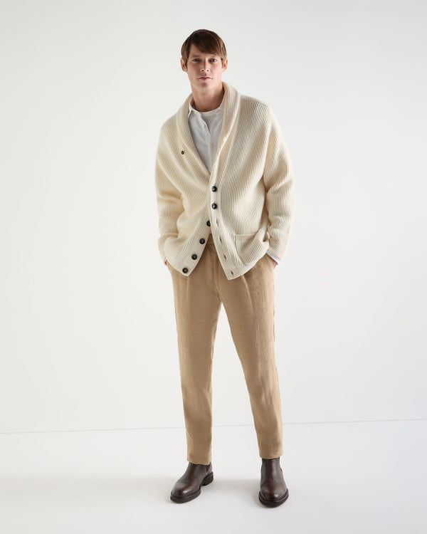 N.Peal Men's Kensington Cashmere Cardigan New Ivory White