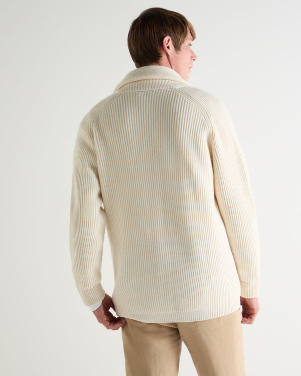 N.Peal Men's Kensington Cashmere Cardigan New Ivory White