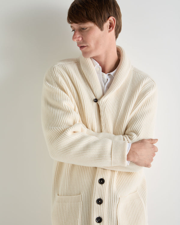 N.Peal Men's Kensington Cashmere Cardigan New Ivory White