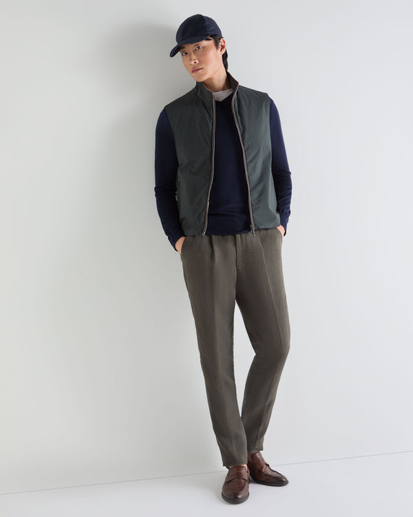 N.Peal Men's Conduit Fine Gauge Cashmere V Neck Jumper Summer Navy Blue