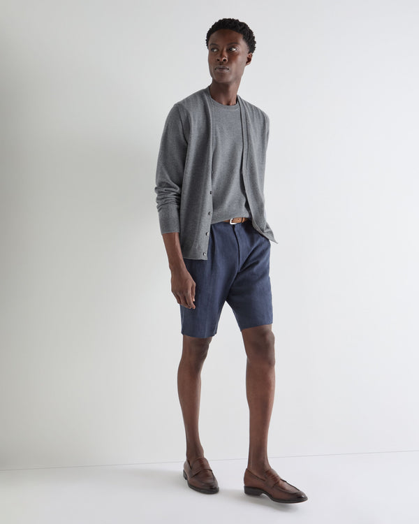 N.Peal Men's Oxford Round Neck Cashmere Jumper Ash Grey