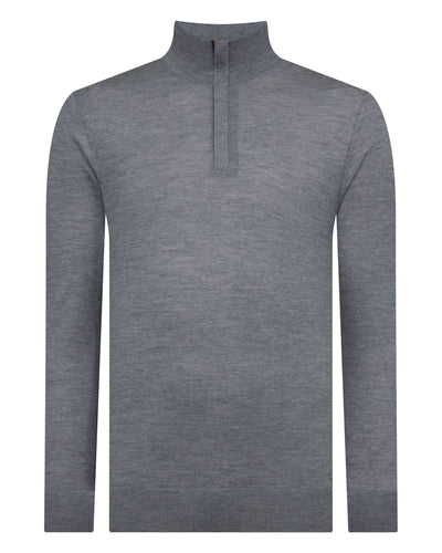 N.Peal Men's Regent Fine Gauge Cashmere Half Zip Jumper Graphite Grey