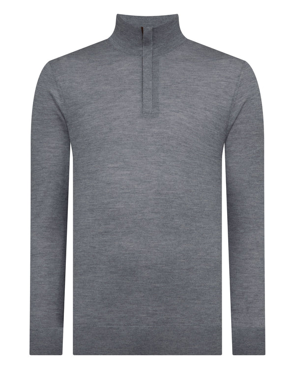 N.Peal Men's Regent Fine Gauge Cashmere Half Zip Jumper Graphite Grey