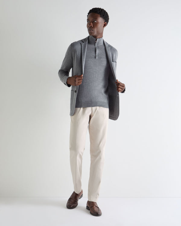 N.Peal Men's Regent Fine Gauge Cashmere Half Zip Jumper Graphite Grey