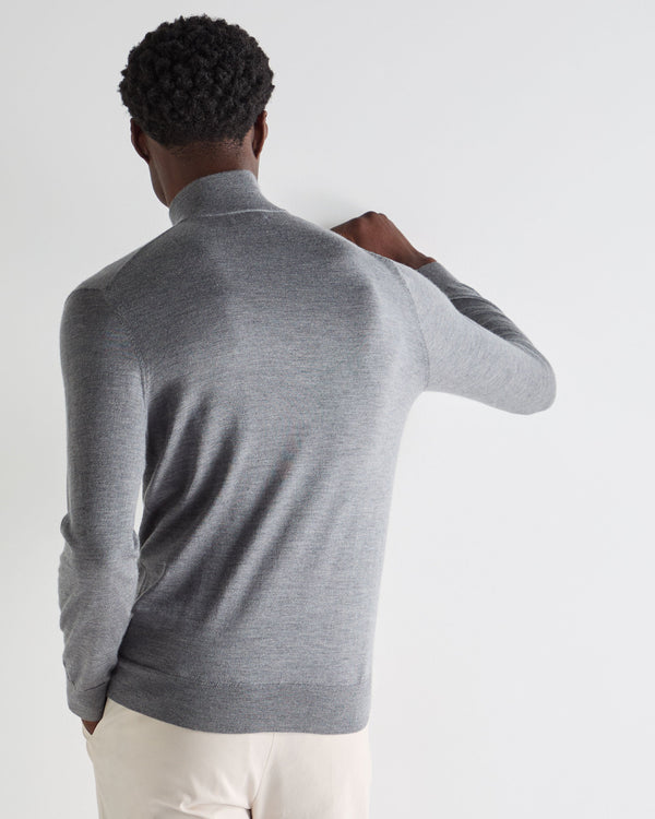 N.Peal Men's Regent Fine Gauge Cashmere Half Zip Jumper Graphite Grey