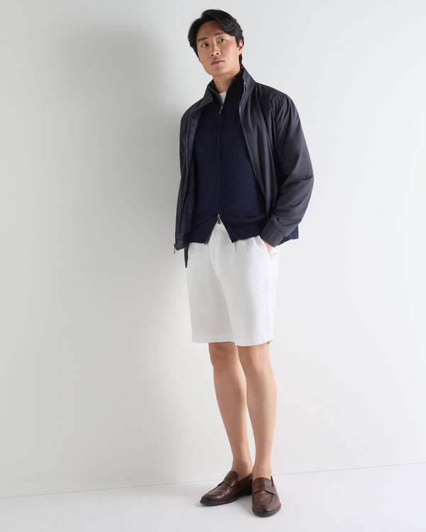 N.Peal Men's Hyde Fine Gauge Cashmere Full Zip Jumper Summer Navy Blue