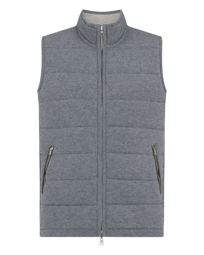 N.Peal Men's Mall Reversible Cashmere Gilet Ash Grey