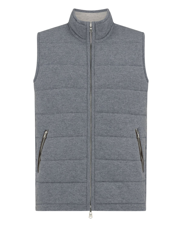 N.Peal Men's Mall Reversible Cashmere Gilet Ash Grey