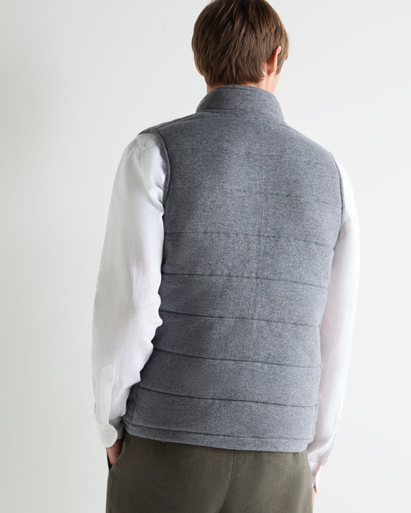 N.Peal Men's Mall Reversible Cashmere Gilet Ash Grey