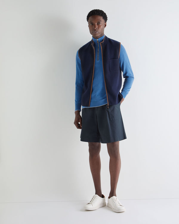 N.Peal Men's Carnaby Half Zip Cashmere Jumper Sunshine Blue