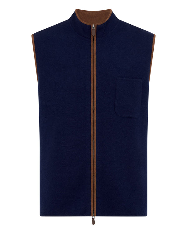 N.Peal Men's Shaftesbury Cashmere Gilet Deep French Blue