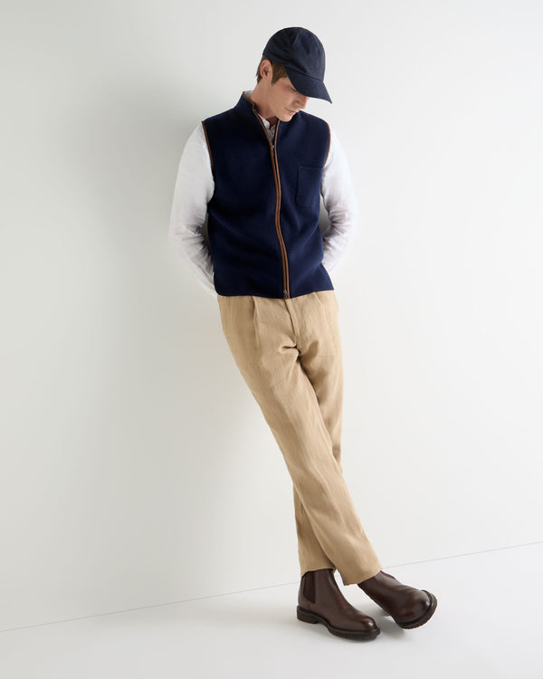 N.Peal Men's Shaftesbury Cashmere Gilet Deep French Blue