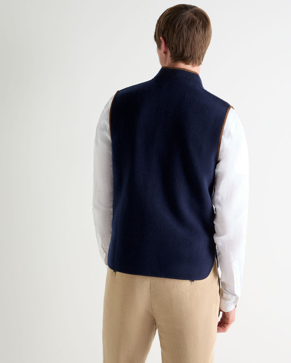 N.Peal Men's Shaftesbury Cashmere Gilet Deep French Blue