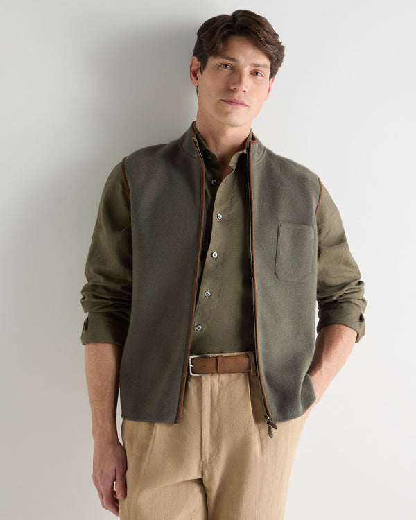 N.Peal Men's Shaftesbury Cashmere Gilet Olive Green