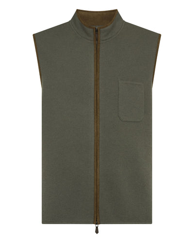 N.Peal Men's Shaftesbury Cashmere Gilet Olive Green