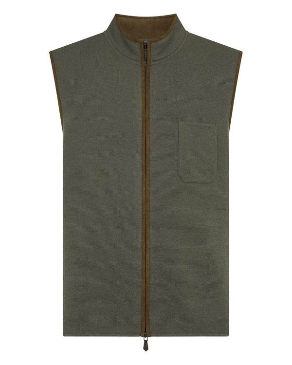 N.Peal Men's Shaftesbury Cashmere Gilet Olive Green