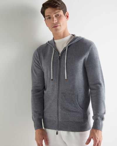 N.Peal Men's Ladbroke Cashmere Hoodie Ash Grey