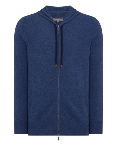 N.Peal Men's Ladbroke Cashmere Hoodie Bright Denim Blue