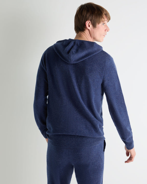 N.Peal Men's Ladbroke Cashmere Hoodie Bright Denim Blue