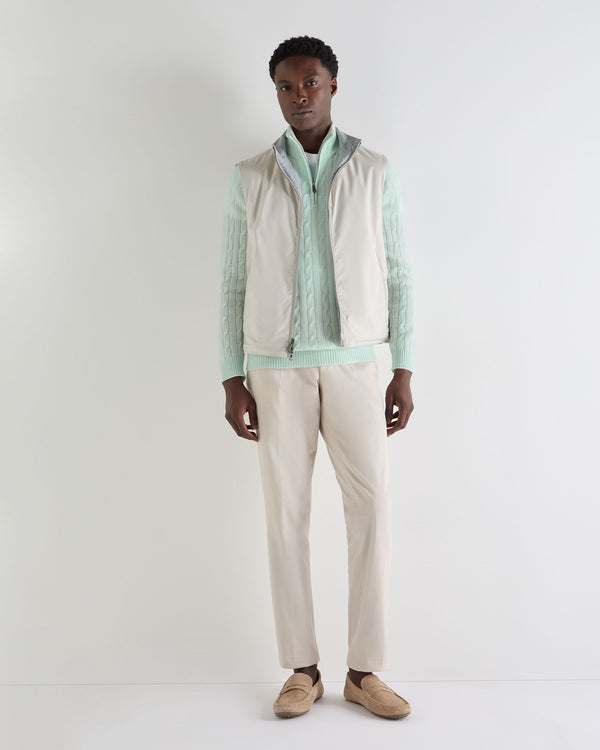 N.Peal Men's Albemarle Cable Half Zip Cashmere Jumper Mint Green