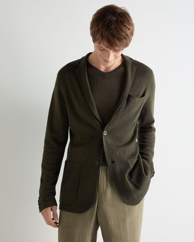 N.Peal Men's Marlborough Fine Gauge Cashmere Jacket Arabica Khaki Green