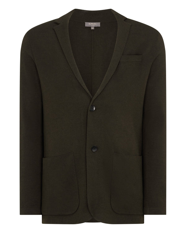 N.Peal Men's Marlborough Fine Gauge Cashmere Jacket Arabica Khaki Green