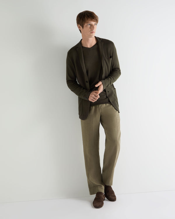 N.Peal Men's Marlborough Fine Gauge Cashmere Jacket Arabica Khaki Green