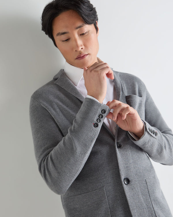 N.Peal Men's Marlborough Fine Gauge Cashmere Jacket Graphite Grey