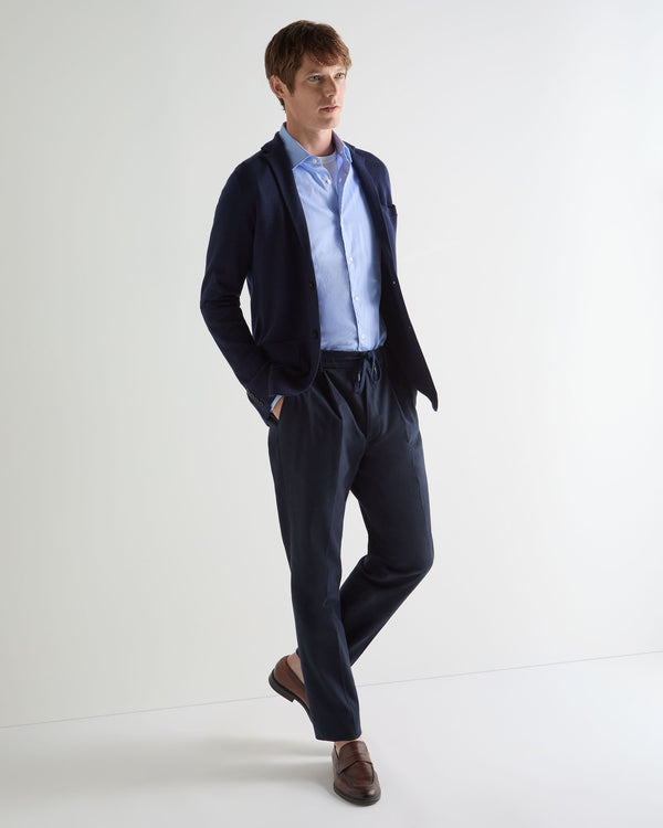 N.Peal Men's Marlborough Fine Gauge Cashmere Jacket Summer Navy Blue