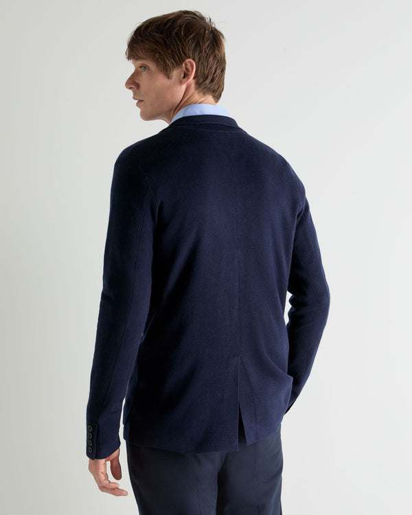 N.Peal Men's Marlborough Fine Gauge Cashmere Jacket Summer Navy Blue
