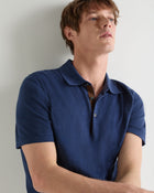 Men's Polzeath Cotton Cashmere Polo T-Shirt Dark Denim Blue