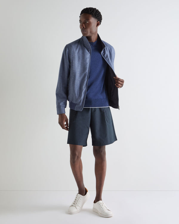 N.Peal Men's Newquay Cotton Cashmere T-Shirt Dark Denim Blue