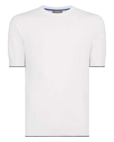 N.Peal Men's Newquay Cotton Cashmere T-Shirt New Ivory White
