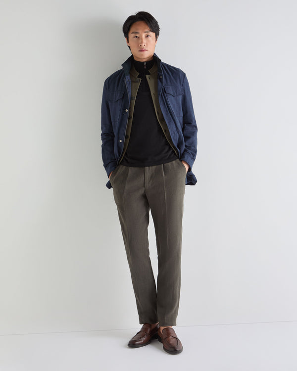 N.Peal Men's Salcombe Half Zip Cotton Cashmere Jumper Black