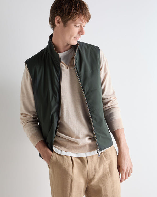 N.Peal Men's Belgravia Weatherproof Gilet Dark Green