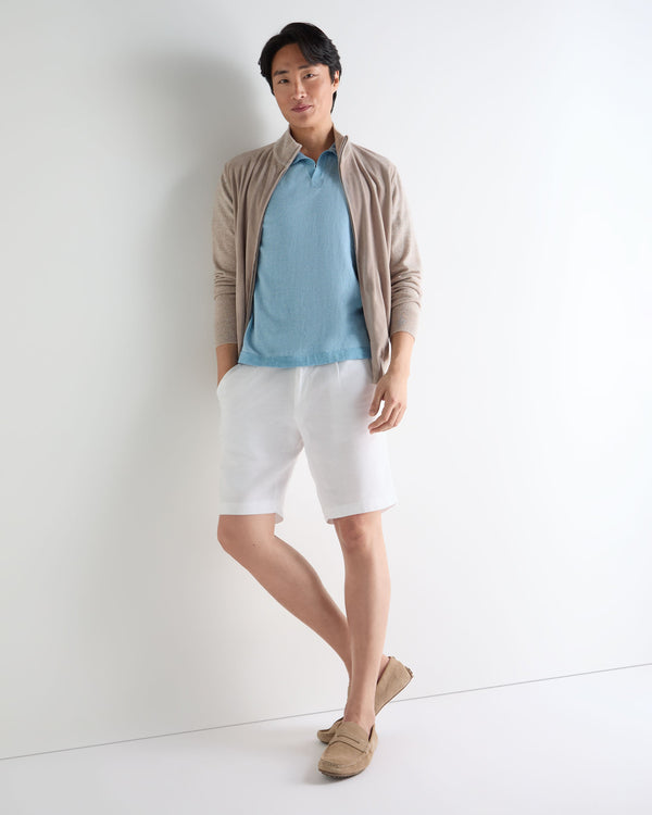 N.Peal Men's Polo Cotton Cashmere T-Shirt Cornflower Blue