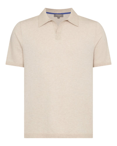 N.Peal Men's Polo Cotton Cashmere T-Shirt Sandstone Brown